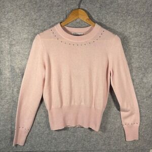 NWT Autumn Cashmere Fairy Dust Pink Grandma Core Jewel Shimmer Sweater Small